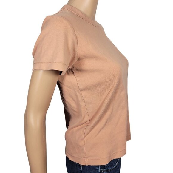Uniqlo Women's 100% Cotton Soft Short Sleeve Nude/Peach Staple Shirt Size S - Picture 6 of 10